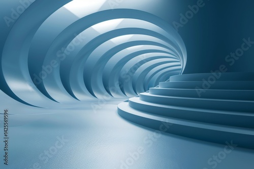 Abstract 3D Curved Tunnel With Circular Stairs