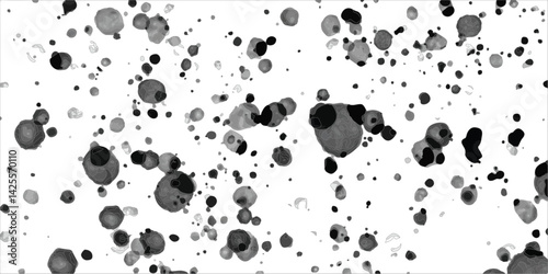 Abstract white watercolor background for your design,black and glass moving spheres bubbles arranged in an orderly pattern, creating the appearance of data points or digital code