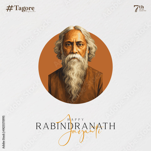Rabindranath Tagore Jayanti Soical Media Post 