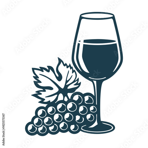 Wine Glass and Grapes: Bordeaux Wine Festival Fête du Vin (Bordeaux, Juin) – A wine glass with grape clusters