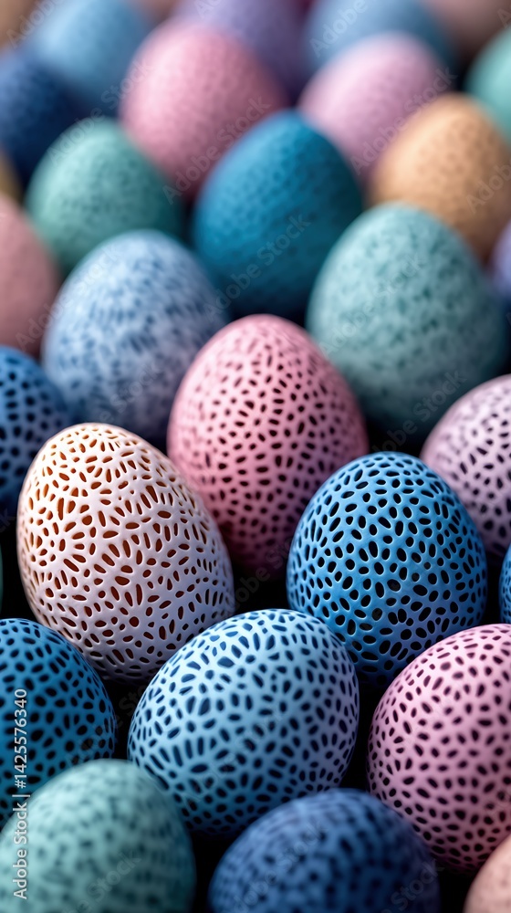 Close-up of Pastel-Colored Patterned Easter Eggs Close-up of Pastel-Colored Patterned Easter Eggs