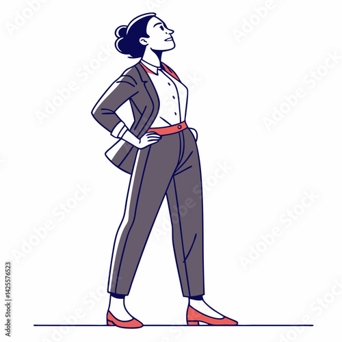 "AI Female Boss Illustration – Professional Vector Design on White Background"