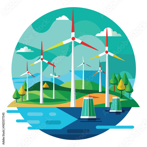 vast-offshore-windmill vector image on white background 