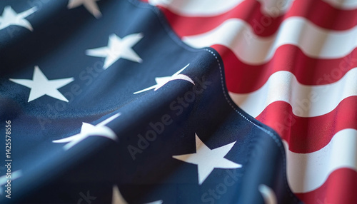 U.S. flag representing patriotism and freedom in red, white, blue  