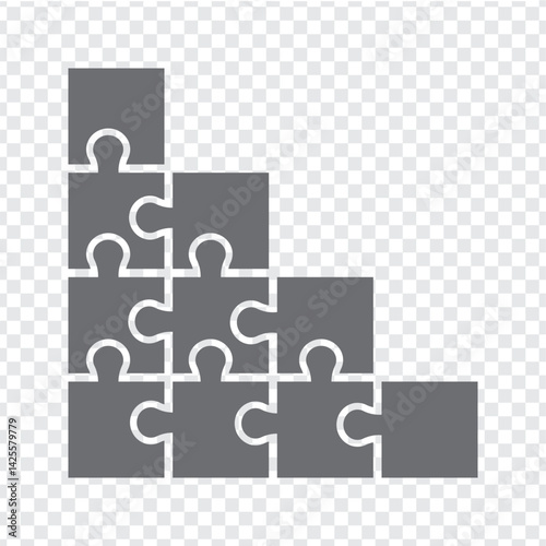 Simple icon puzzles in grey. Simple icon puzzle of ten elements for your web site design, app, UI. Stock vector.  EPS10. 