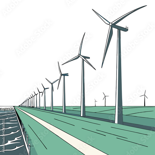 vast-offshore-windmill vector image on white background 