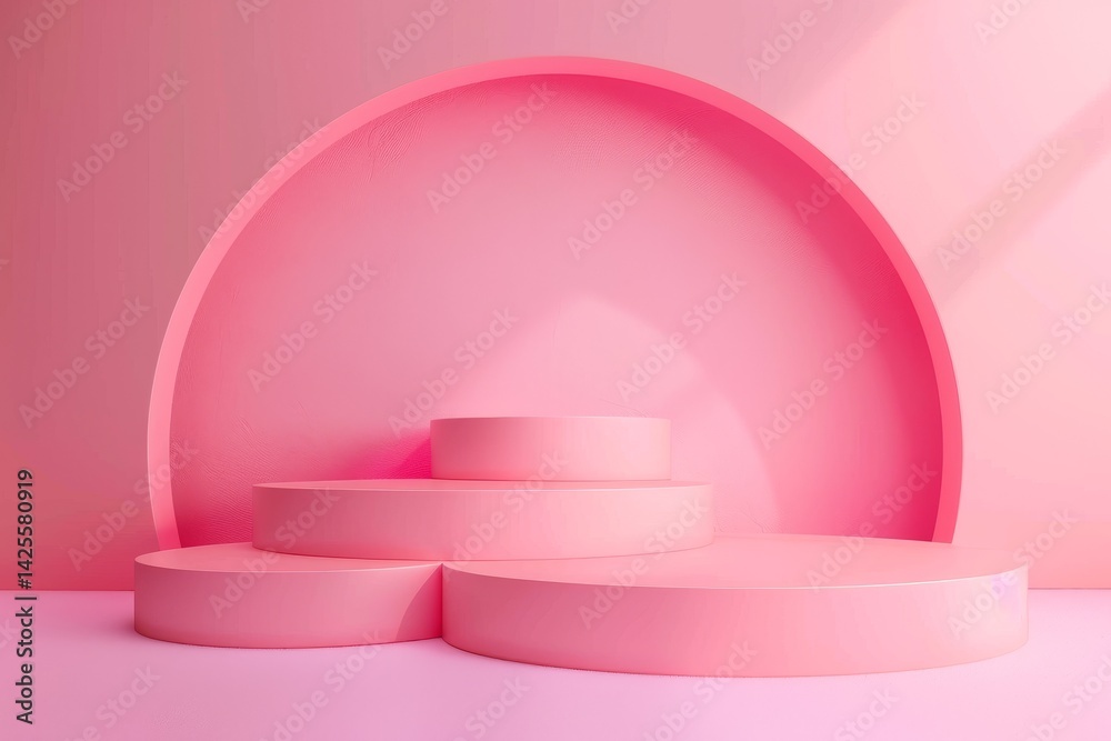 Pink Minimalist Podium with Semi-Circle Background Pink Minimalist Podium with Semi-Circle Background