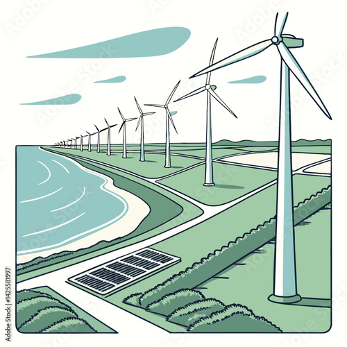 vast-offshore-windmill vector image on white background 