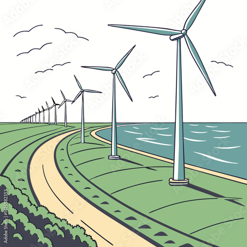 vast-offshore-windmill vector image on white background 