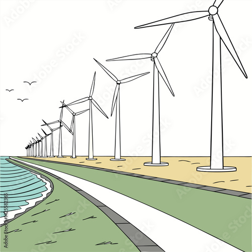 vast-offshore-windmill vector image on white background 