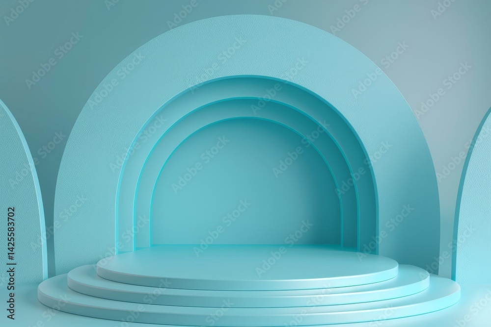 Obraz premium Abstract Minimalist Blue Background with Platform