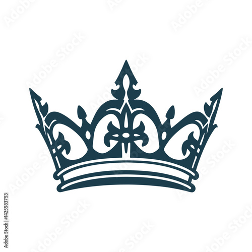 Three Kings Day Golden Crown on Blue Background - Día de Reyes (Three Kings’ Day) A golden crown with three peaks on a dark blue background