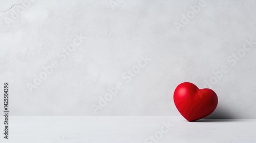 Red heart on a light gray background