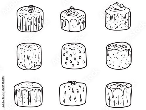 elegant line art panettone design simple festive dessert illustration