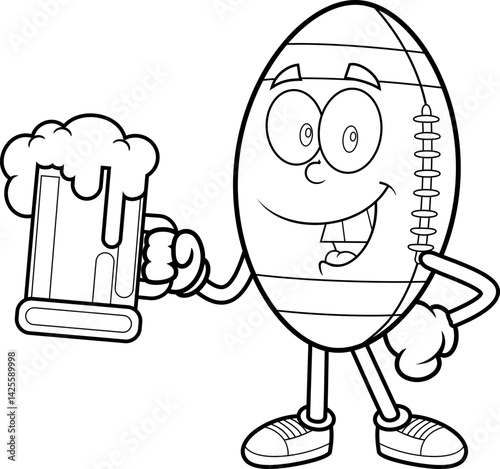 Black And White American Football Mascot With Beer