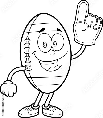 American Football Mascot With Foam Finger Coloring Page