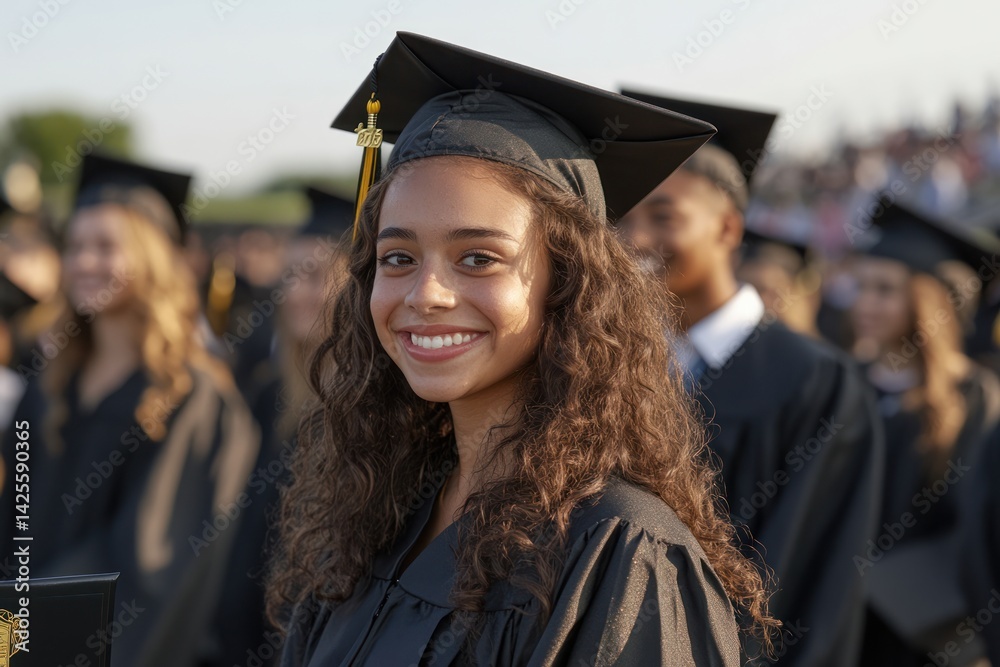 Fototapeta premium Joyful students celebrating graduation with diplomas in hand