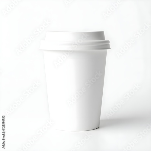 Wallpaper Mural White Disposable Cup with a Lid on a Bright White Studio Surface Torontodigital.ca