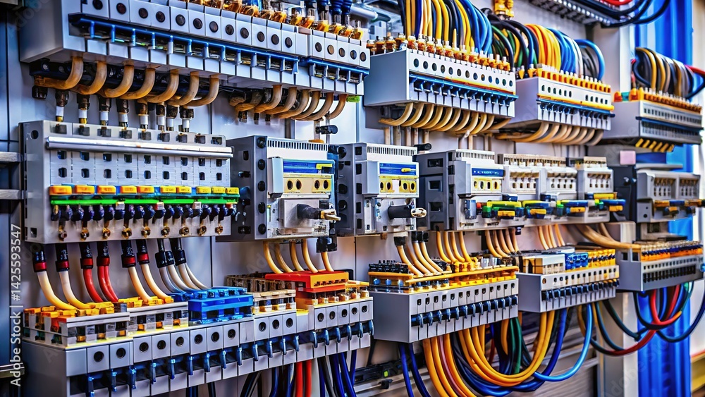Electrical Panel Close-up Circuit Breakers Wiring Electrical Panel Close-up Circuit Breakers Wiring