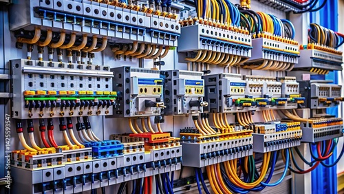 Electrical Panel Close-up Circuit Breakers Wiring