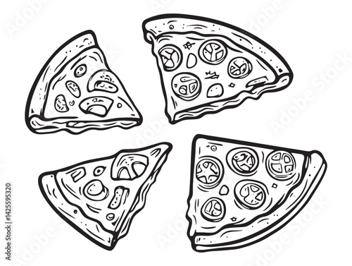 line art illustration of pide traditional Turkish food