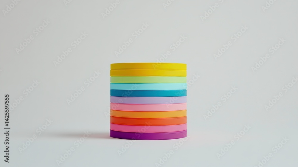 Fototapeta premium Colorful Stacked Discs on White Background