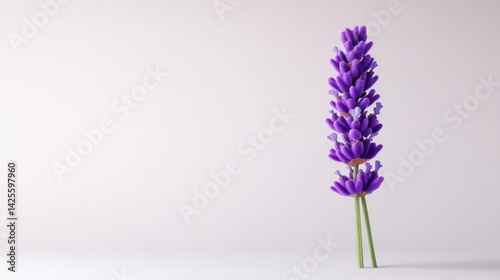 Lavender Sprig Simple Minimalist Style High-resolution Soft Lighting Vertical Close-up Shot Delicate Purple Hues Calm Relaxation Ideal for Spa Branding