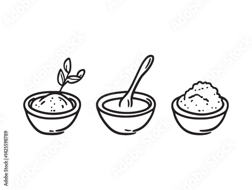polenta dish in line art style illustration