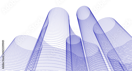 abstract architecture cylindrical shapes 3d