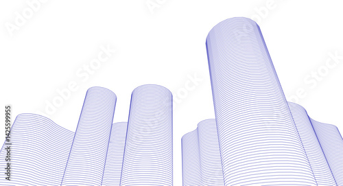 abstract architecture cylindrical shapes 3d