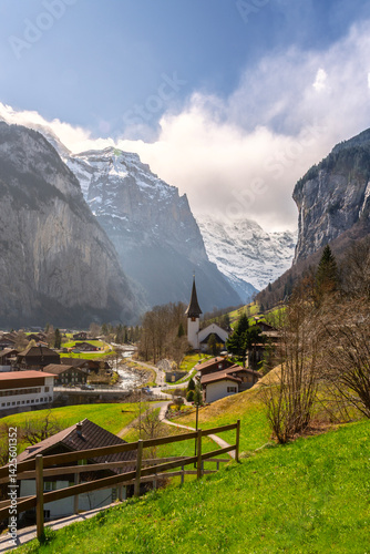 swiss alpine landscape in the alps lauterbrunnen