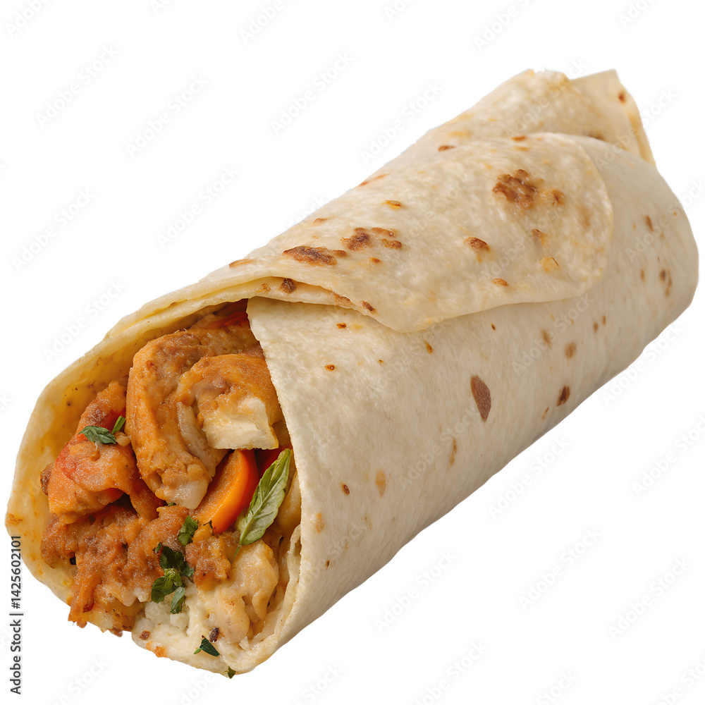 Kathi roll isolation on transparent background Kathi roll isolation on transparent background