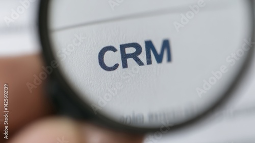 Wallpaper Mural Close-up View of CRM Text Under Magnifying Glass Emphasizing Customer Relationship Management Concept in Business Environment Torontodigital.ca