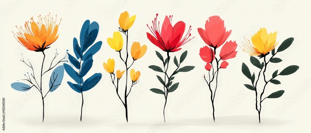Obraz premium Elegant Floral Arrangement Hand painted Botanical Illustration Nature Inspired Design M
