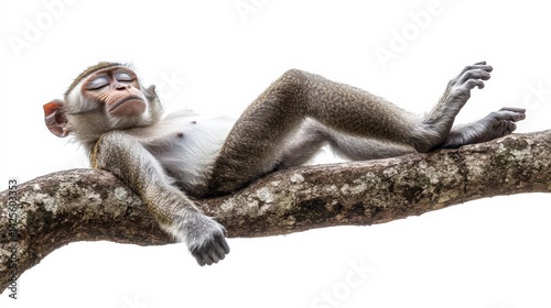 Relaxed Monkey on Branch in Vibrant Colors