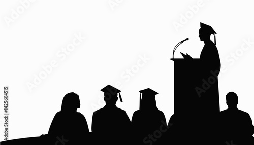 Inspirational graduation speech silhouette, university commencement