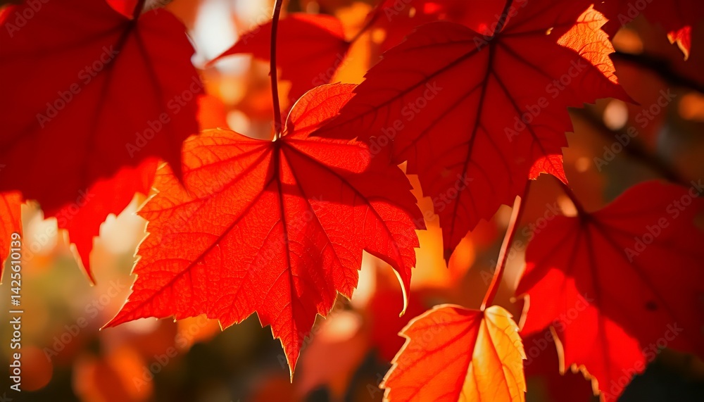 Fototapeta premium Vibrant Autumn Leaves Capturing the Essence of Falls Beauty