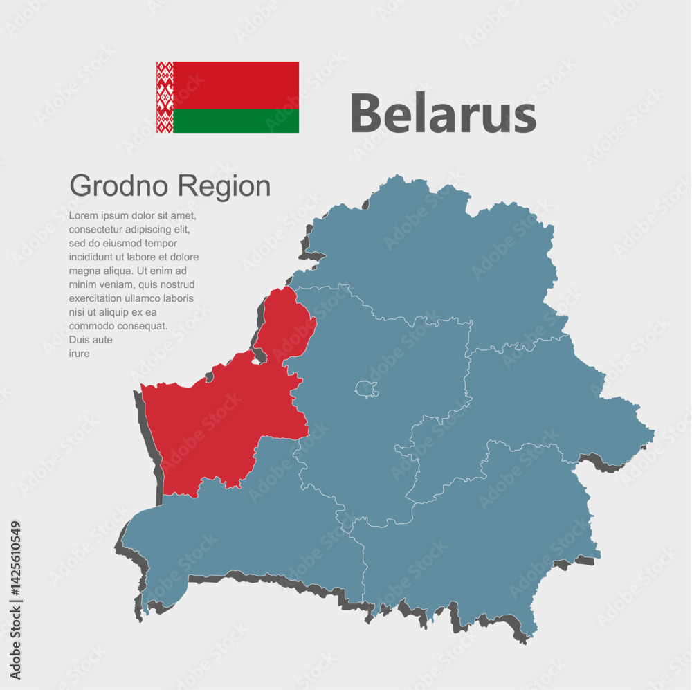 Fototapeta premium Vector map Belarus - Grodno Region