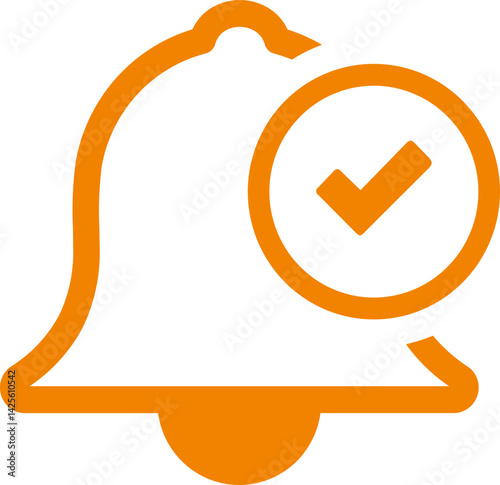 Check Mark Bell Notification In Outline Icon