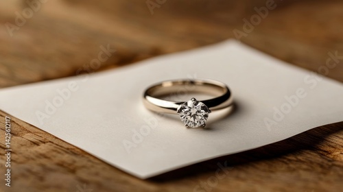 A jewelry insurance document alongside a diamond engagement ring, symbolizing protection,