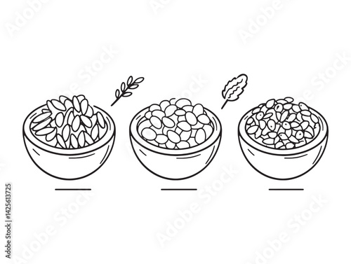 Rolled oats line art illustration for packaging design