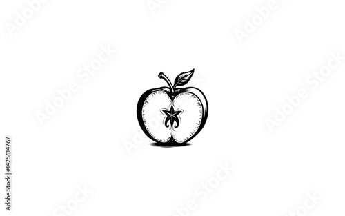 African Star Apple - AI-Generated Illustration of Round Fruit with Star Pattern