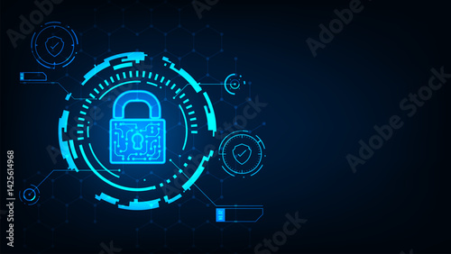 Technology security concept lock cyber security concept. Protect data network.
