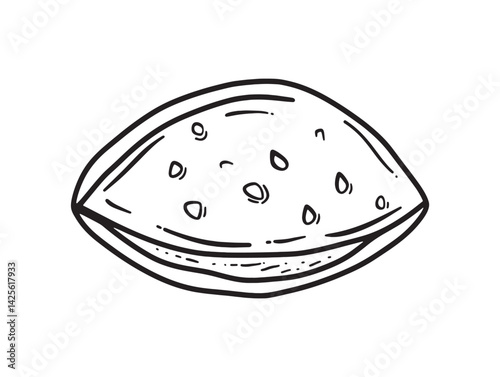 Vector Line Art of Classic Indian Flatbread Roti
