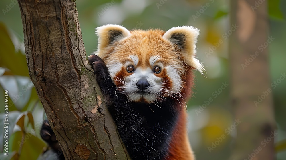 **Red Panda Climbing Tree With Soft Background Blur, Joyful Wildlife Character --Ar 16:9 --S 986 --V 6.0 --Style Raw** - @Darya (Relaxed) **Red Panda Climbing Tree With Soft Background Blur, Joyful Wildlife Character --Ar 16:9 --S 986 --V 6.0 --Style Raw** - @Darya (Relaxed)