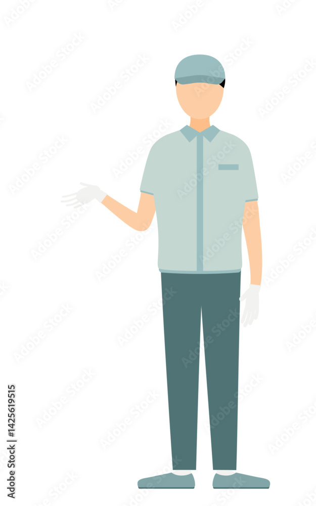 Simple illustration of a worker man wearing a cap speak with gestures Simple illustration of a worker man wearing a cap speak with gestures
