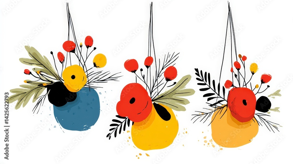 Obraz premium Modern Floral Hanging Decor Abstract Botanical Art Print