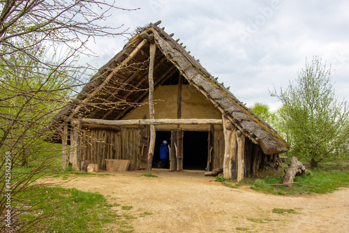 Reconstructed wooden huts from the beginning of the first millennium AD, museum in Biskupin, Poland