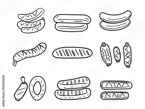 sketch of sausages in vector art style