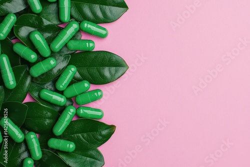 Pharmaceutical capsules technology modern setting. Blockchain-powered ethical sourcing tracker verifying sustainable gelatin and excipient sourcing for capsules